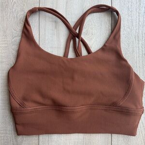 Lululemon Brown Energy Longline Ribbed Sports Bra